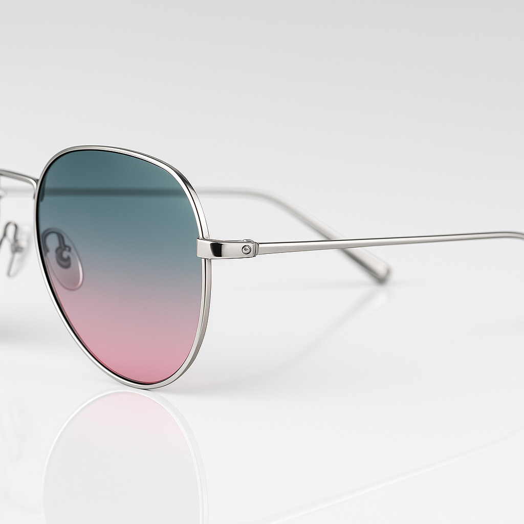 Image of Aviator Gradient Sunglasses - Silver Frame