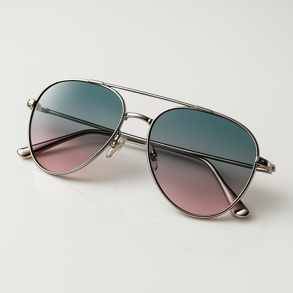 Image of Aviator Gradient Sunglasses - Silver Frame