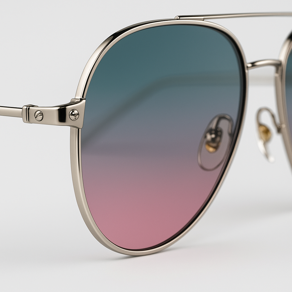 Image of Aviator Gradient Sunglasses - Silver Frame