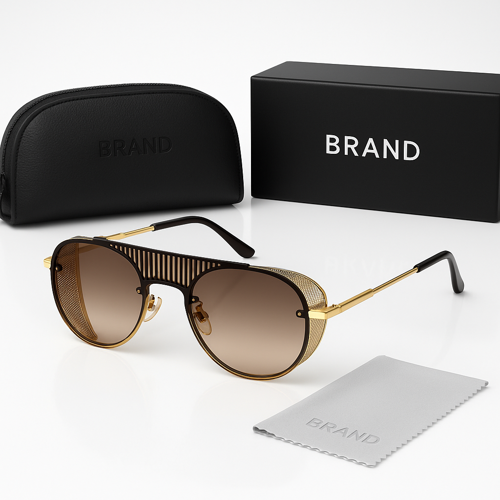 Image of Luxury Round Metal Sunglasses – Gold Frame with Brown Gradient Lenses | Premium Fashion Eyewear