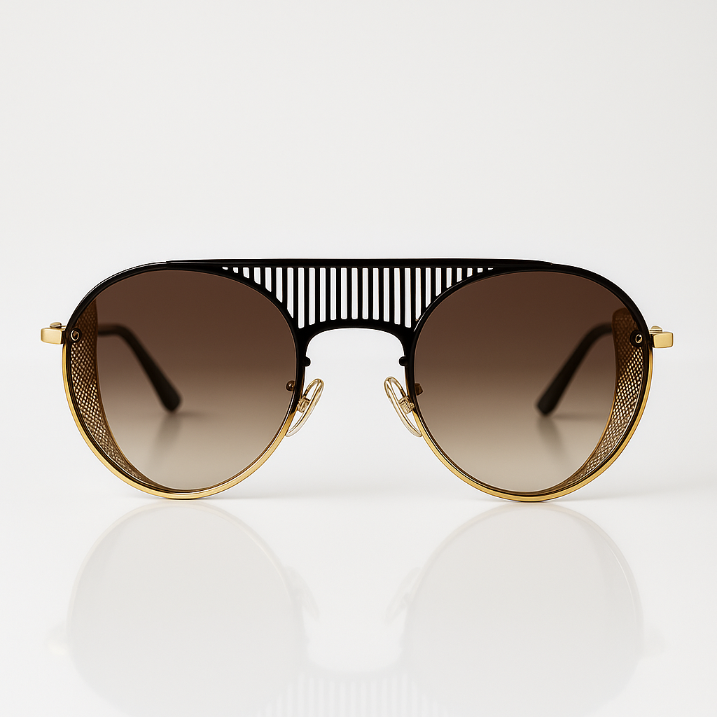 Image of Luxury Round Metal Sunglasses – Gold Frame with Brown Gradient Lenses | Premium Fashion Eyewear