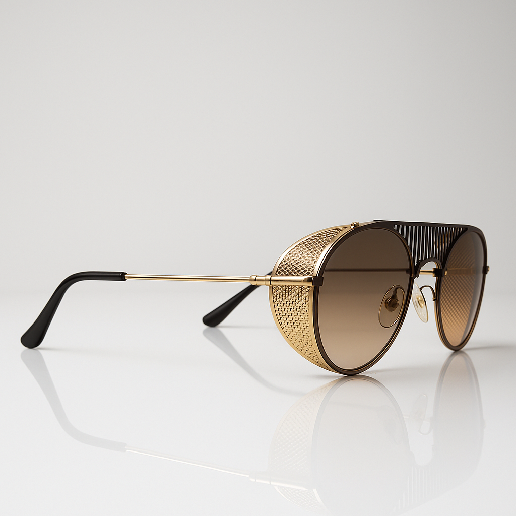 Image of Luxury Round Metal Sunglasses – Gold Frame with Brown Gradient Lenses | Premium Fashion Eyewear