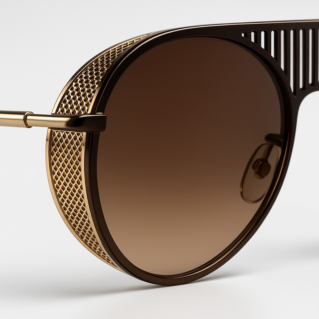 Image of Luxury Round Metal Sunglasses – Gold Frame with Brown Gradient Lenses | Premium Fashion Eyewear