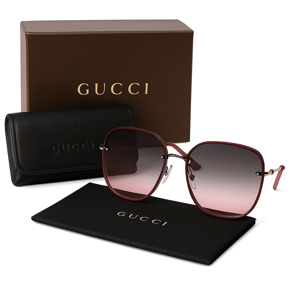 Image of Luxury Red Square Sunglasses with Gradient Lenses – Unisex