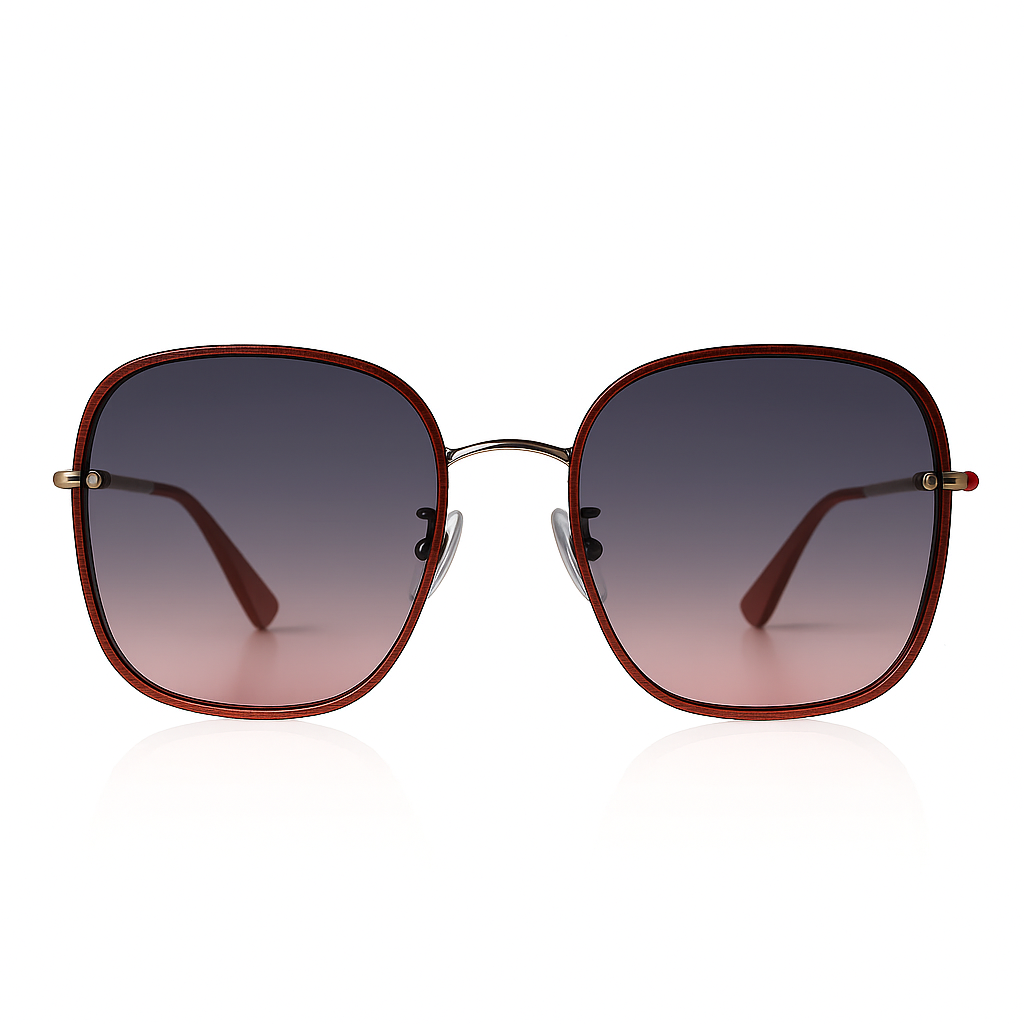Image of Luxury Red Square Sunglasses with Gradient Lenses – Unisex
