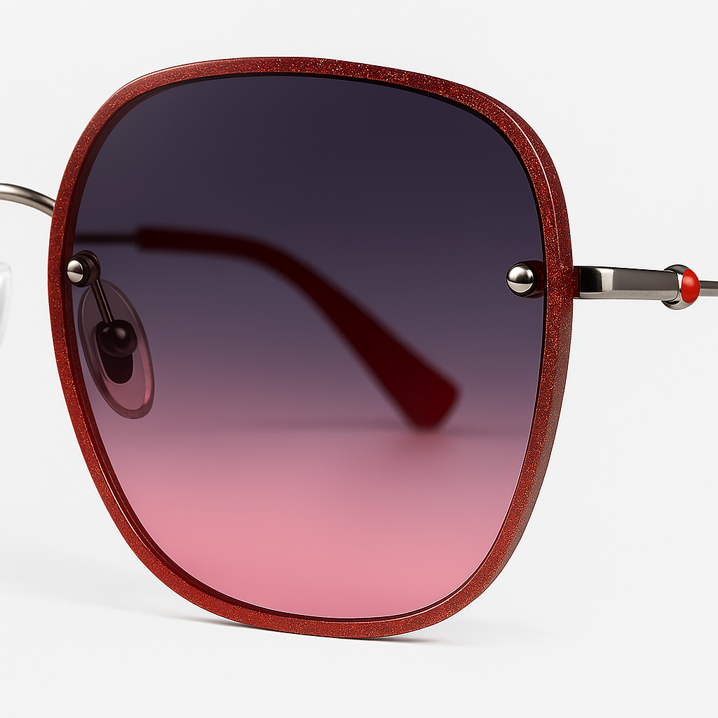 Image of Luxury Red Square Sunglasses with Gradient Lenses – Unisex