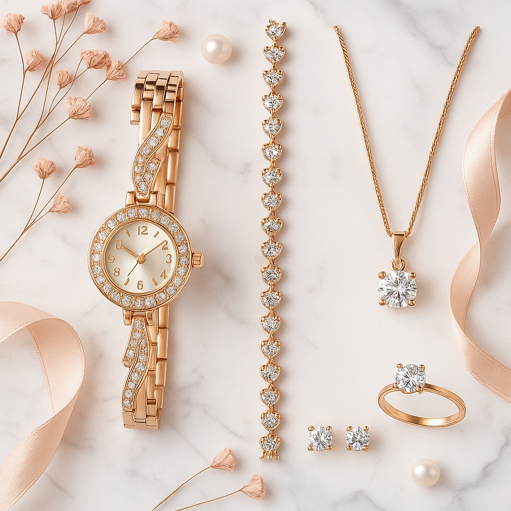 Image of Radiant Grace Jewelry & Watch Set