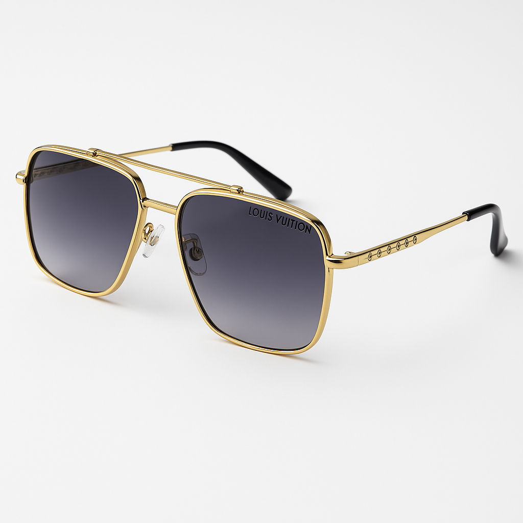Image of Louis Vuitton-Inspired Elite Square Gold Sunglasses