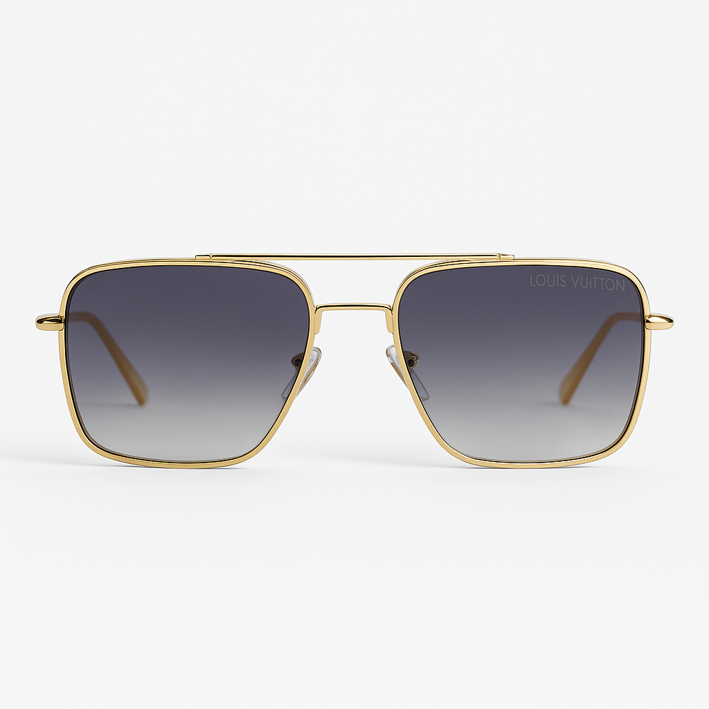 Image of Louis Vuitton-Inspired Elite Square Gold Sunglasses
