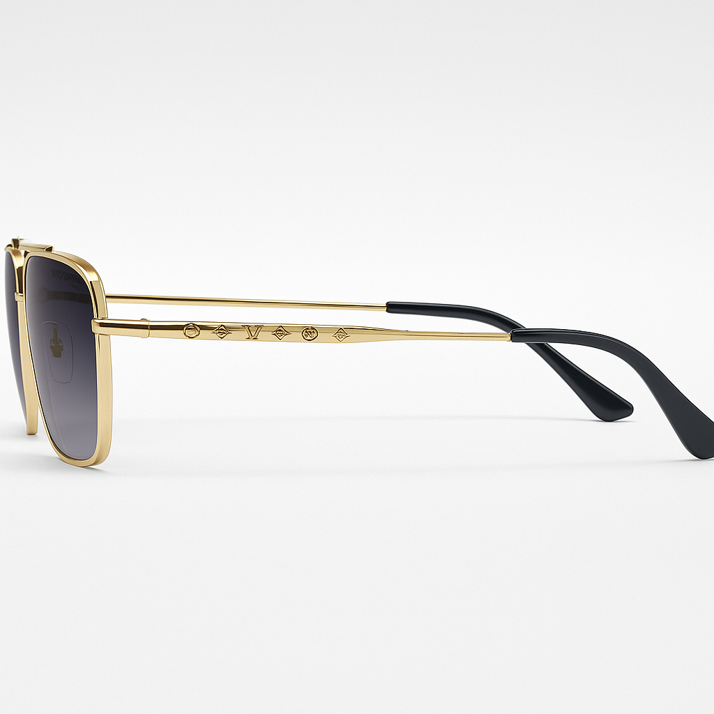 Image of Louis Vuitton-Inspired Elite Square Gold Sunglasses