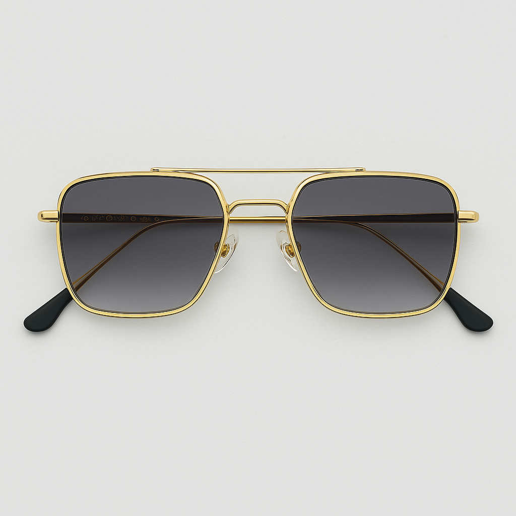 Image of Louis Vuitton-Inspired Elite Square Gold Sunglasses