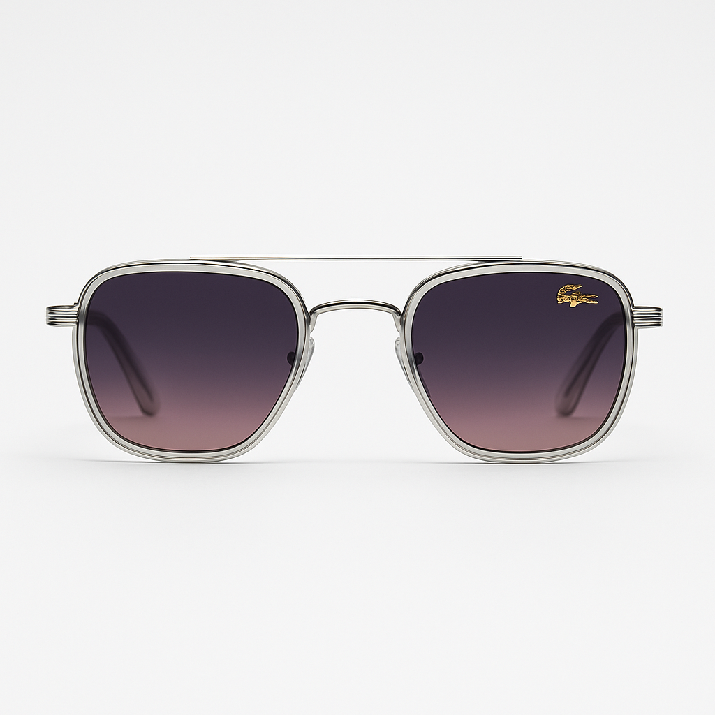 Image of Lacoste-Inspired Silver Gradient Square Sunglasses