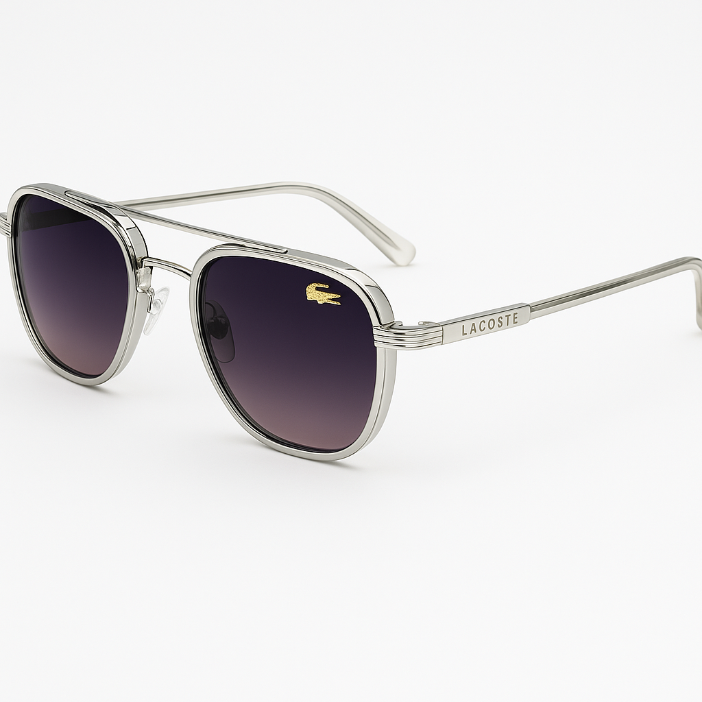 Image of Lacoste-Inspired Silver Gradient Square Sunglasses