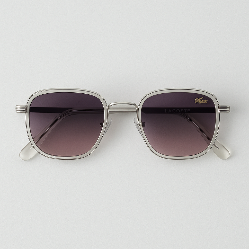 Image of Lacoste-Inspired Silver Gradient Square Sunglasses