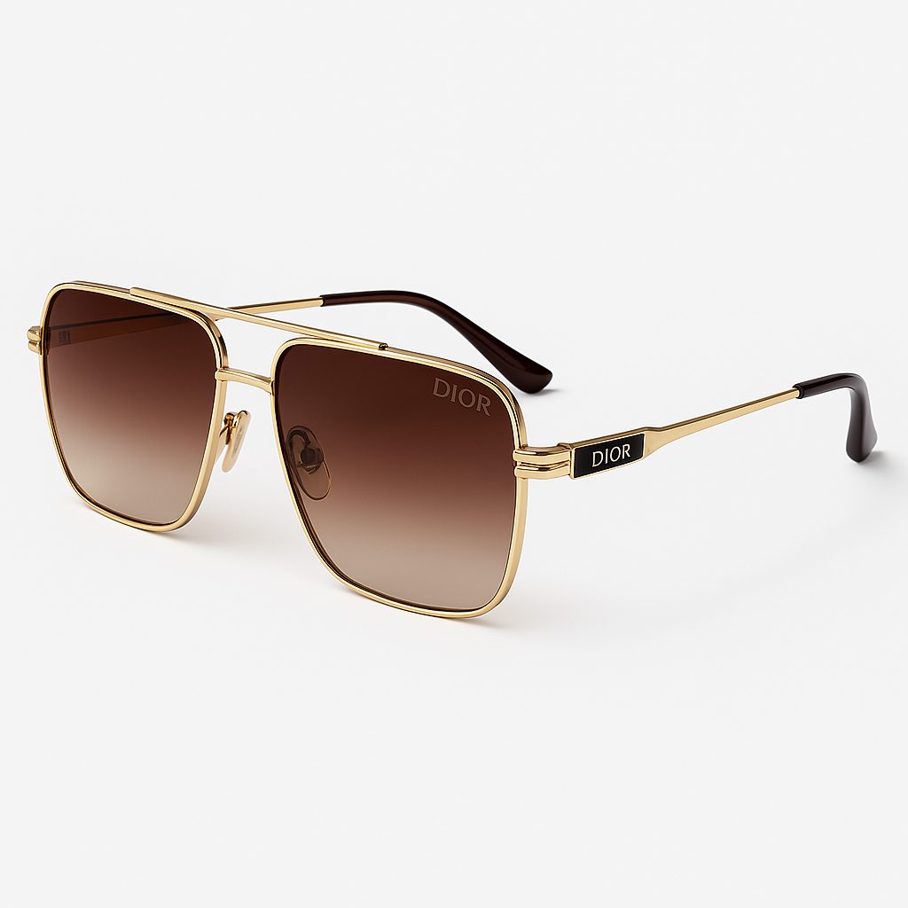 Image of Dior-Inspired Prestige Gold Square Sunglasses