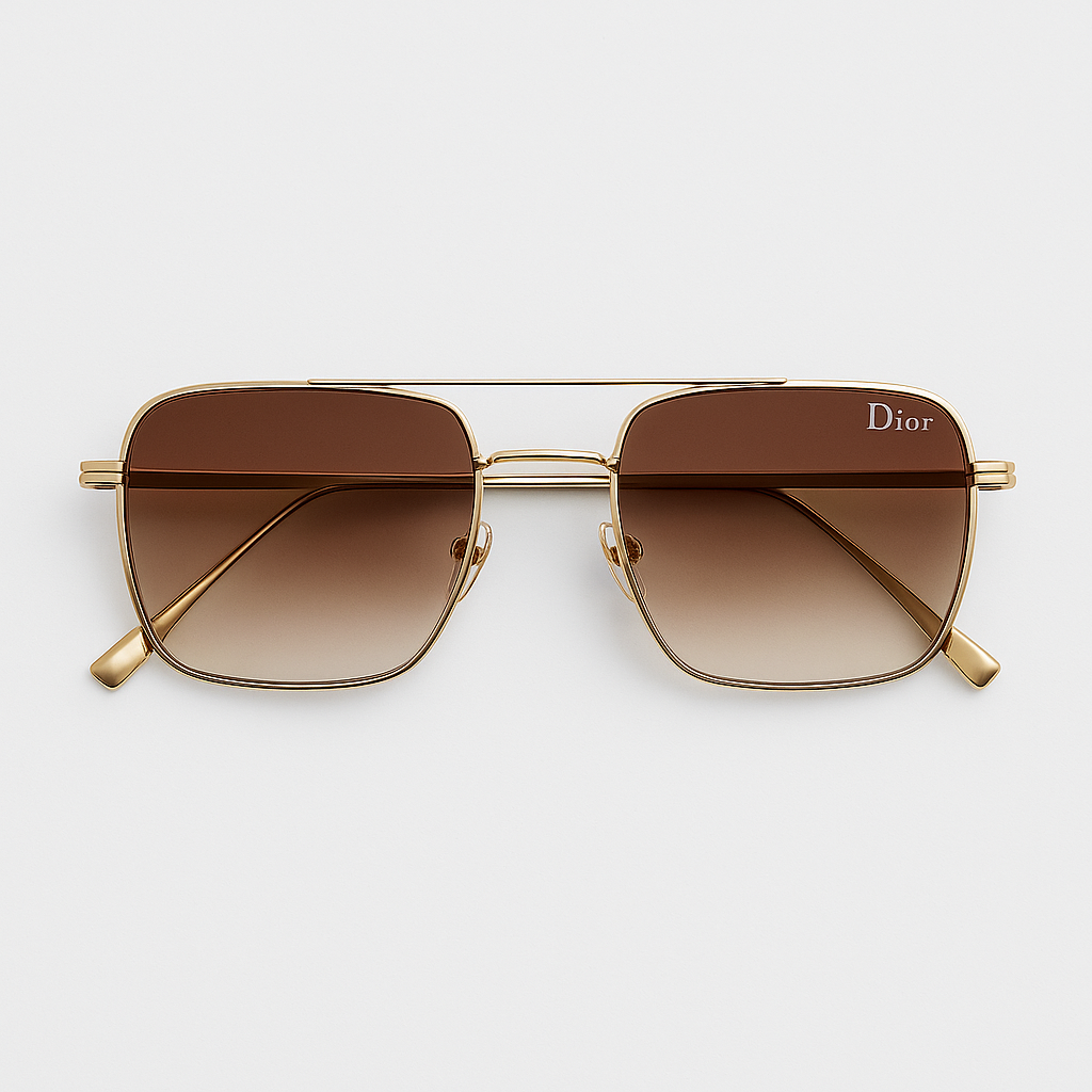Image of Dior-Inspired Prestige Gold Square Sunglasses