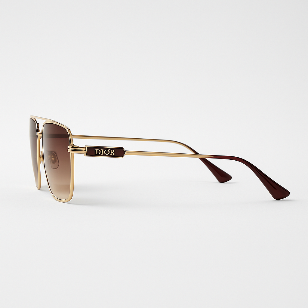 Image of Dior-Inspired Prestige Gold Square Sunglasses