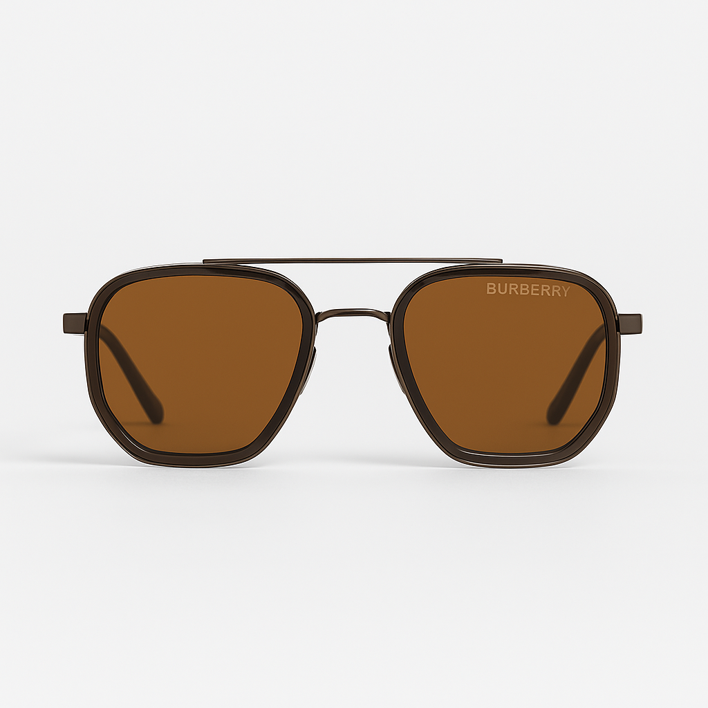 Image of Burberry-Inspired Bronze Aero Geometric Sunglasses