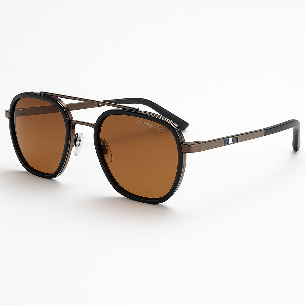 Image of Burberry-Inspired Bronze Aero Geometric Sunglasses