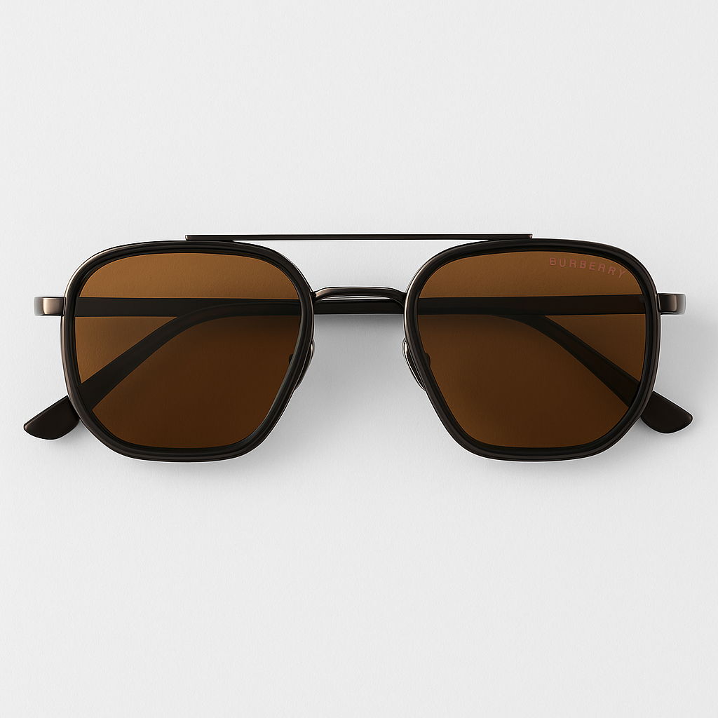 Image of Burberry-Inspired Bronze Aero Geometric Sunglasses