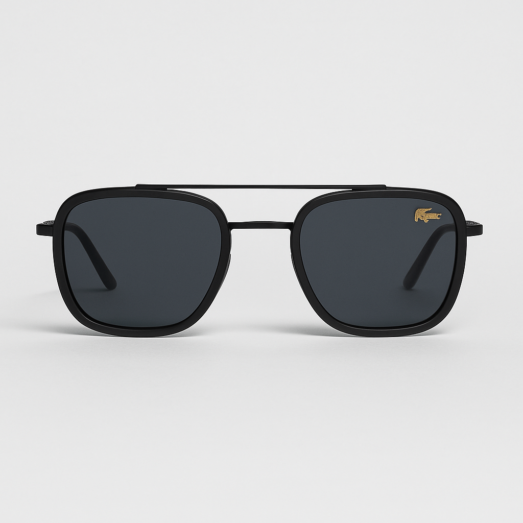 Image of Lacoste-Inspired Black Elite Square Sunglasses