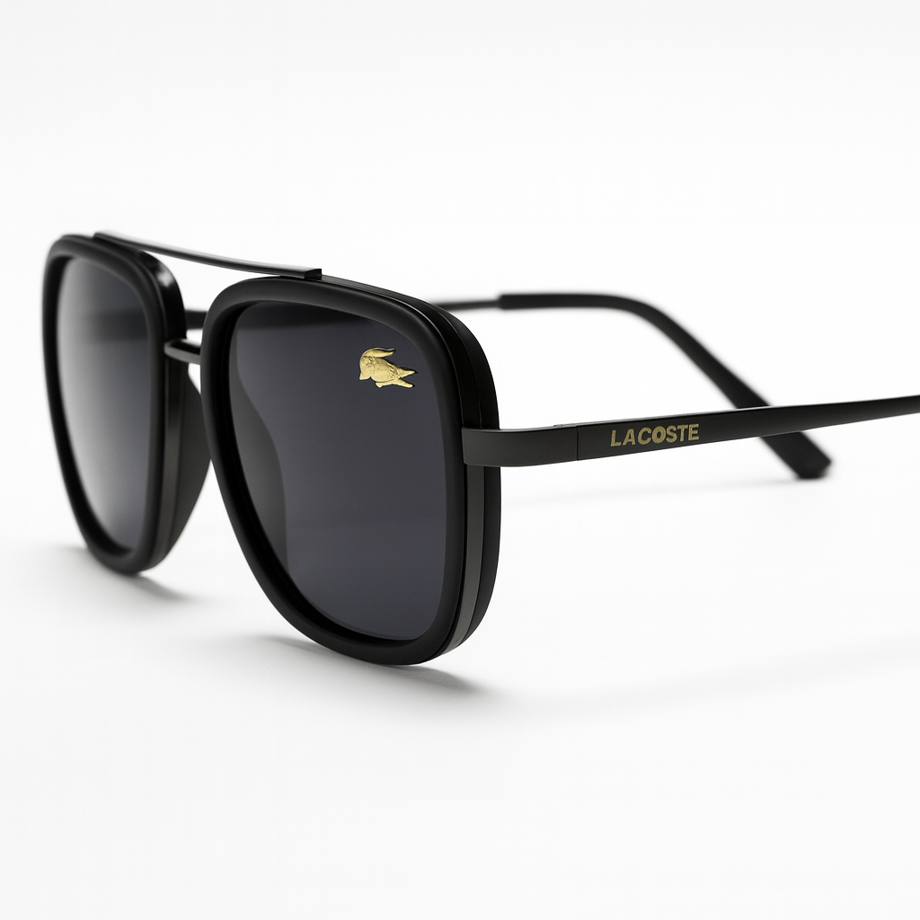 Image of Lacoste-Inspired Black Elite Square Sunglasses