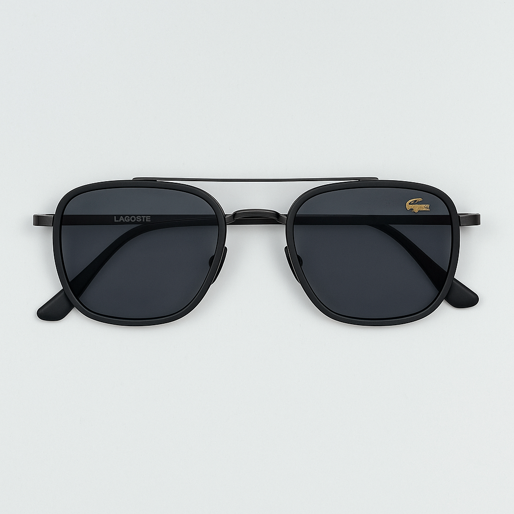 Image of Lacoste-Inspired Black Elite Square Sunglasses
