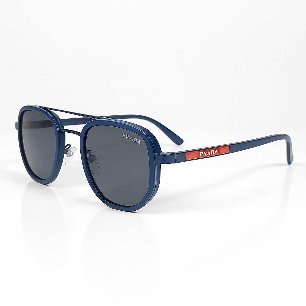 Image of Prada-Inspired Navy Luxe Square Sunglasses