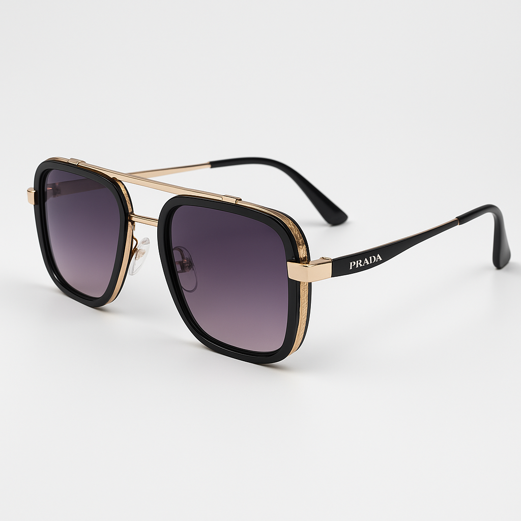 Image of Prada-Inspired Dual Tone Aviator Square Sunglasses