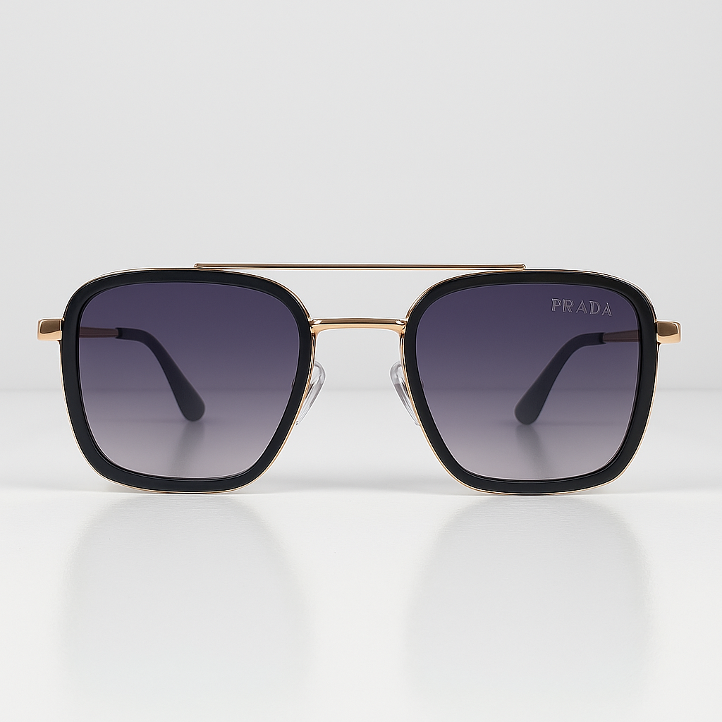 Image of Prada-Inspired Dual Tone Aviator Square Sunglasses