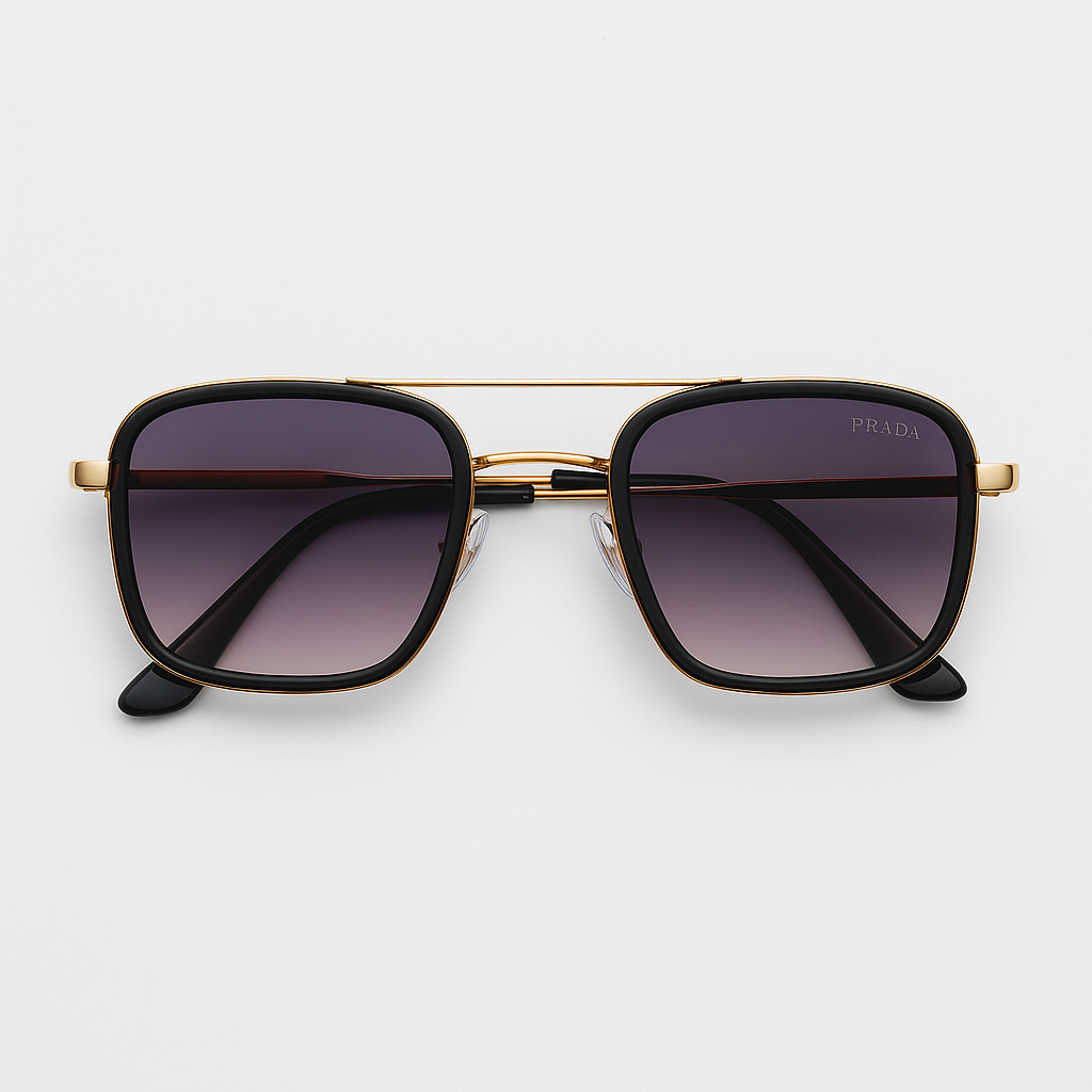 Image of Prada-Inspired Dual Tone Aviator Square Sunglasses