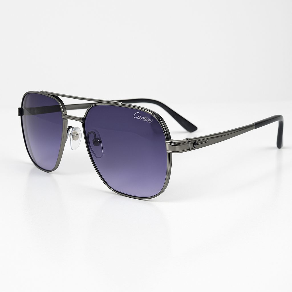 Image of Cartier-Inspired Titanium Grey Aviator Sunglasses