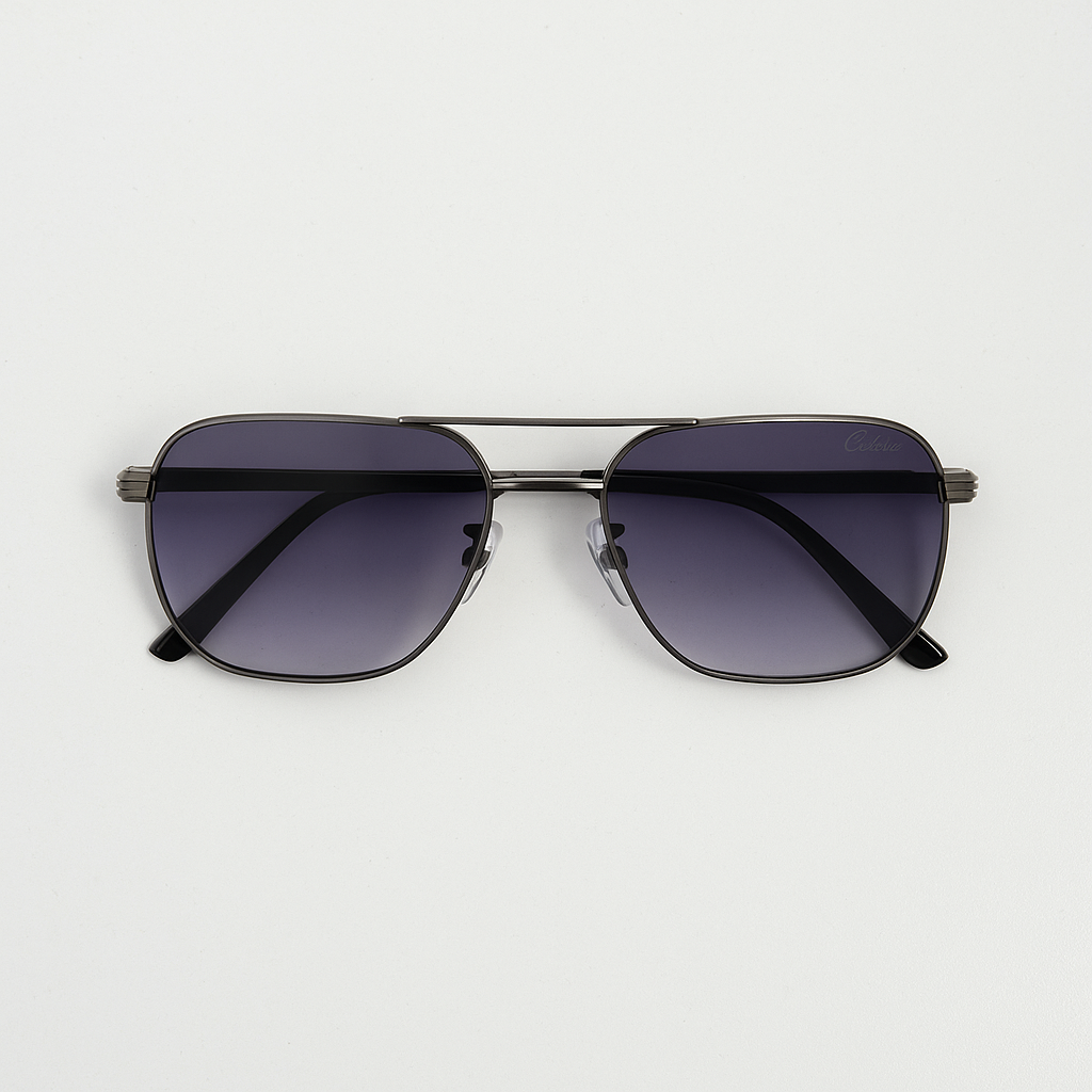 Image of Cartier-Inspired Titanium Grey Aviator Sunglasses