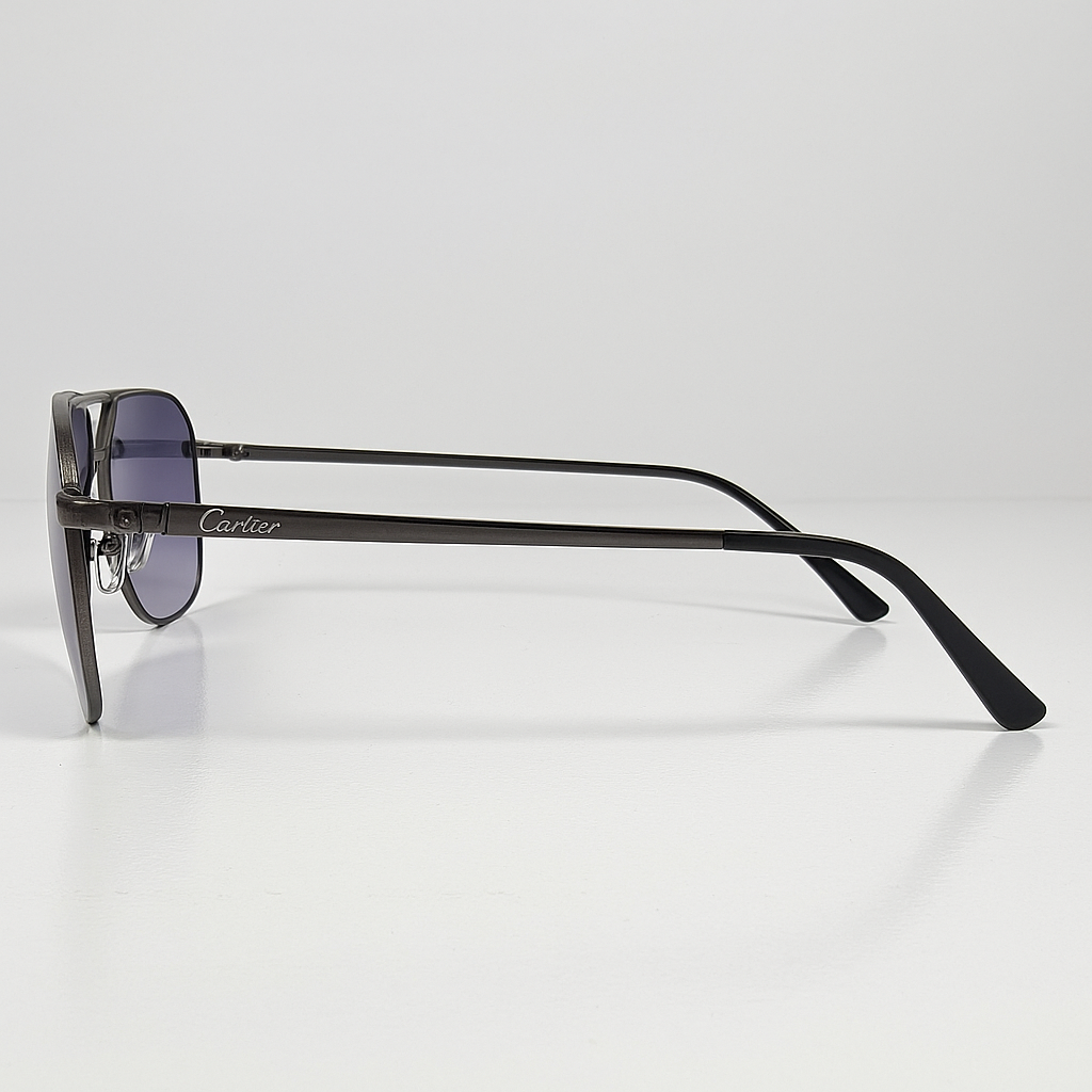 Image of Cartier-Inspired Titanium Grey Aviator Sunglasses