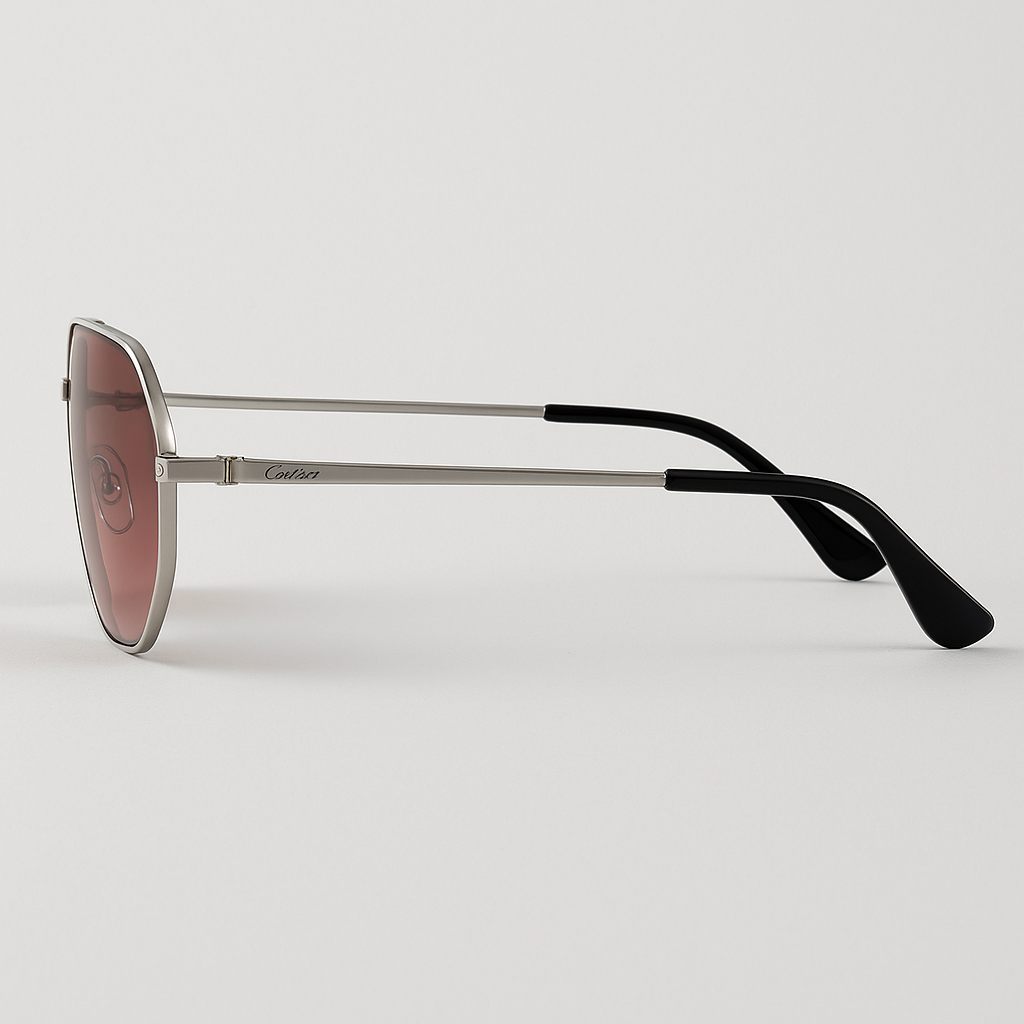 Image of Cartier-Inspired Silver Frame Red Gradient Aviator Sunglasses