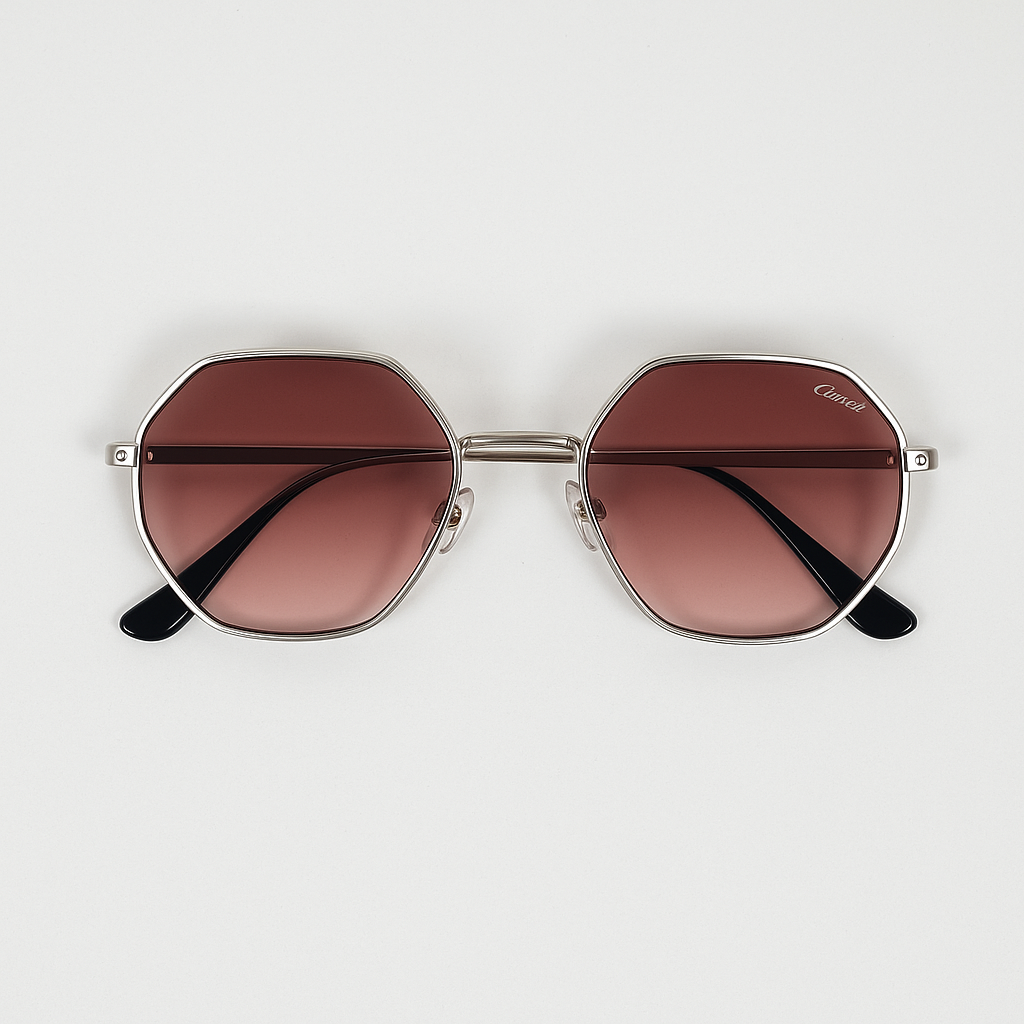 Image of Cartier-Inspired Silver Frame Red Gradient Aviator Sunglasses