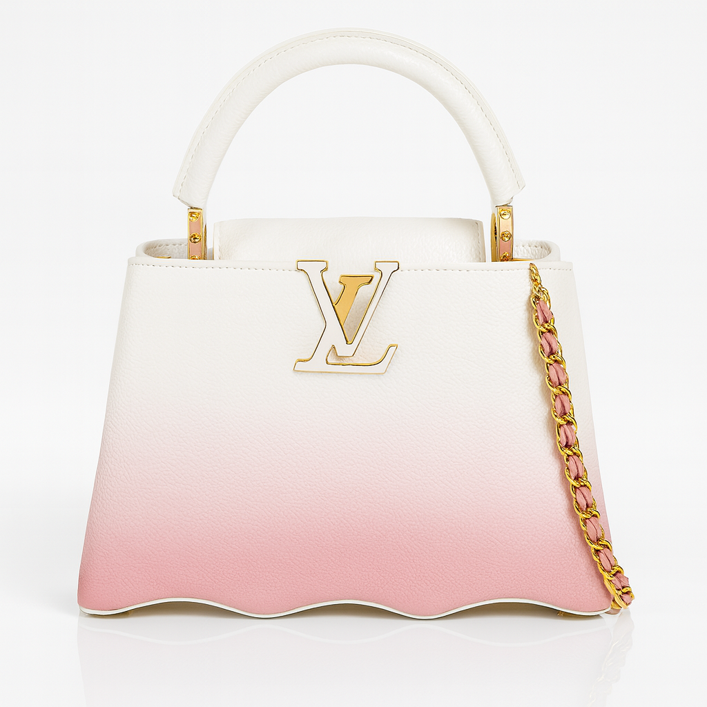 Image of Luxury White & Blush Pink Structured Mini Top Handle Bag