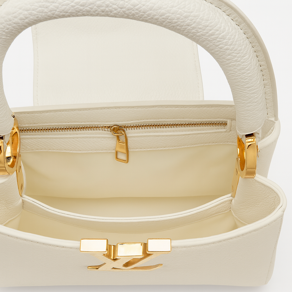 Image of Luxury White & Blush Pink Structured Mini Top Handle Bag