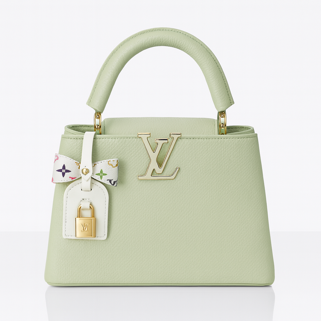 Image of Luxury Pastel Green Structured Mini Top Handle Bag