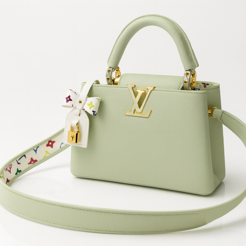 Image of Luxury Pastel Green Structured Mini Top Handle Bag