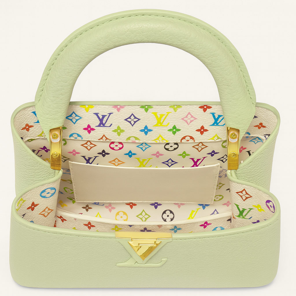 Image of Luxury Pastel Green Structured Mini Top Handle Bag