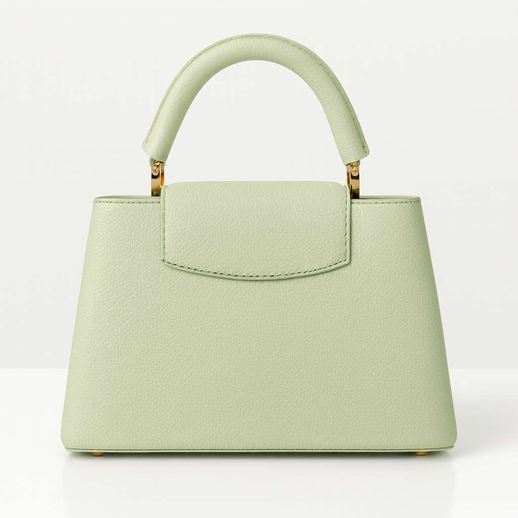 Image of Luxury Pastel Green Structured Mini Top Handle Bag
