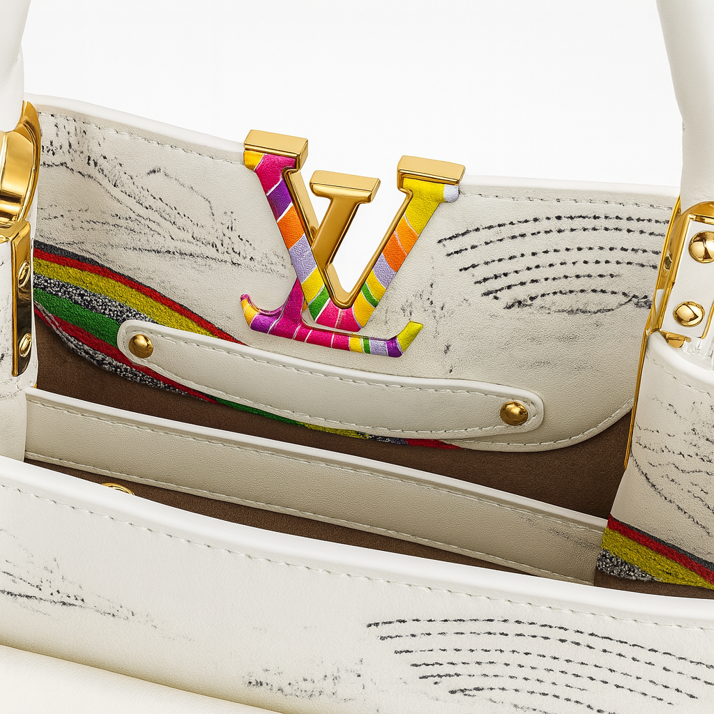 Image of Luxury Multicolour Art-Print Structured Mini Top Handle Bag