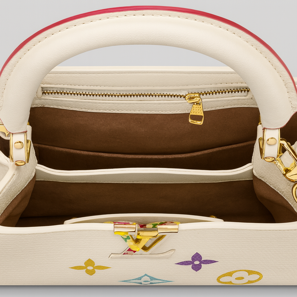 Image of Luxury Multicolour Art-Print Structured Mini Top Handle Bag