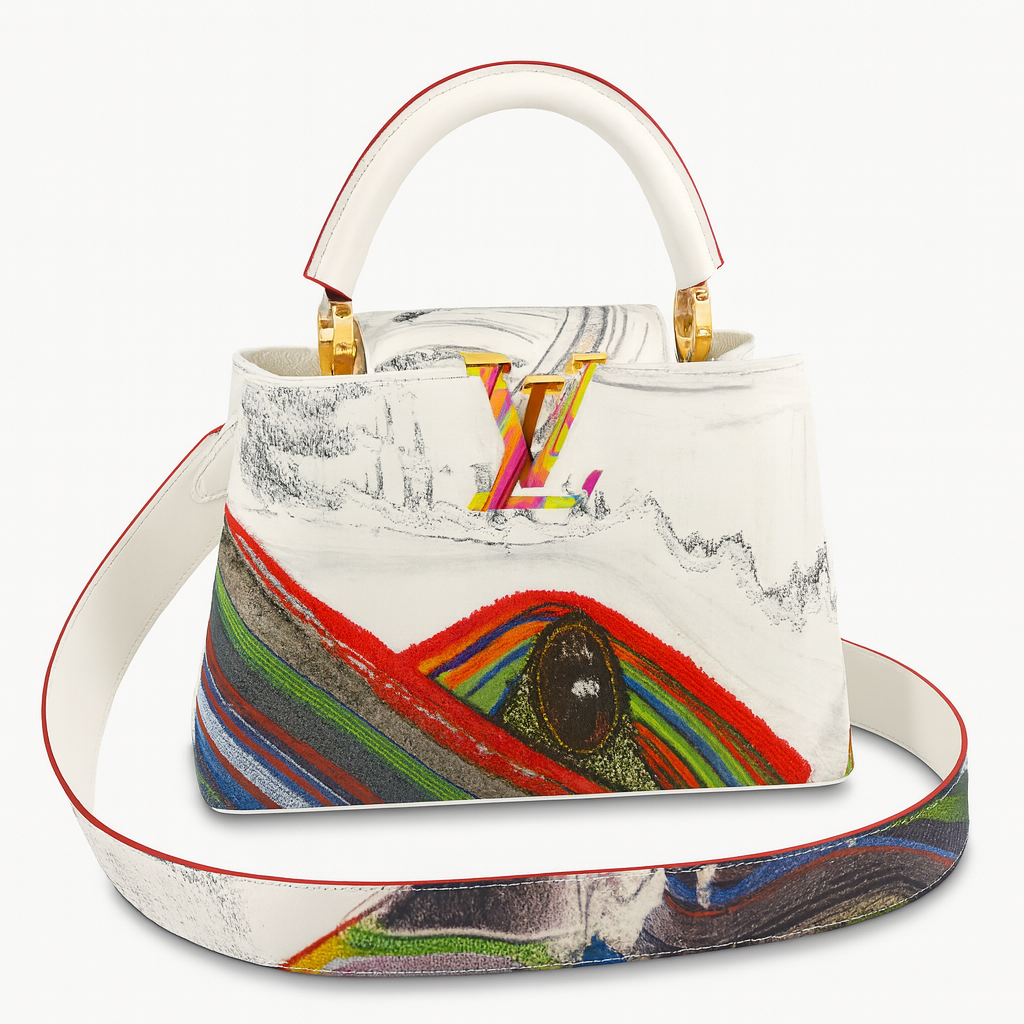 Image of Luxury Multicolour Art-Print Structured Mini Top Handle Bag