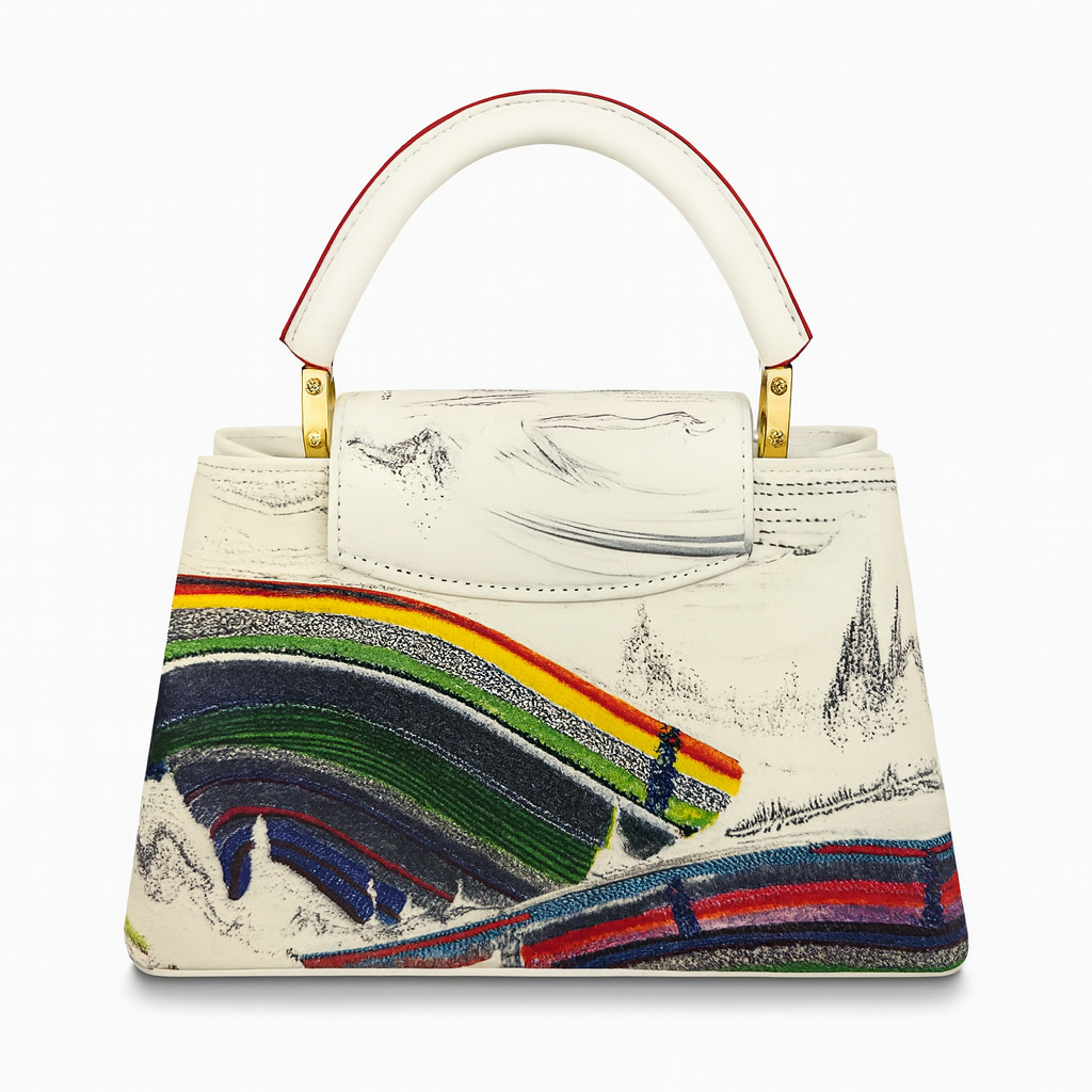 Image of Luxury Multicolour Art-Print Structured Mini Top Handle Bag