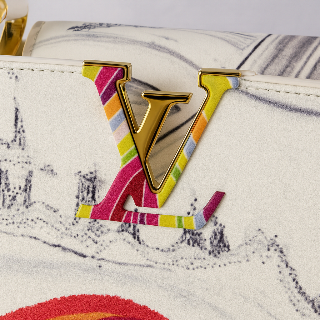 Image of Luxury Multicolour Art-Print Structured Mini Top Handle Bag