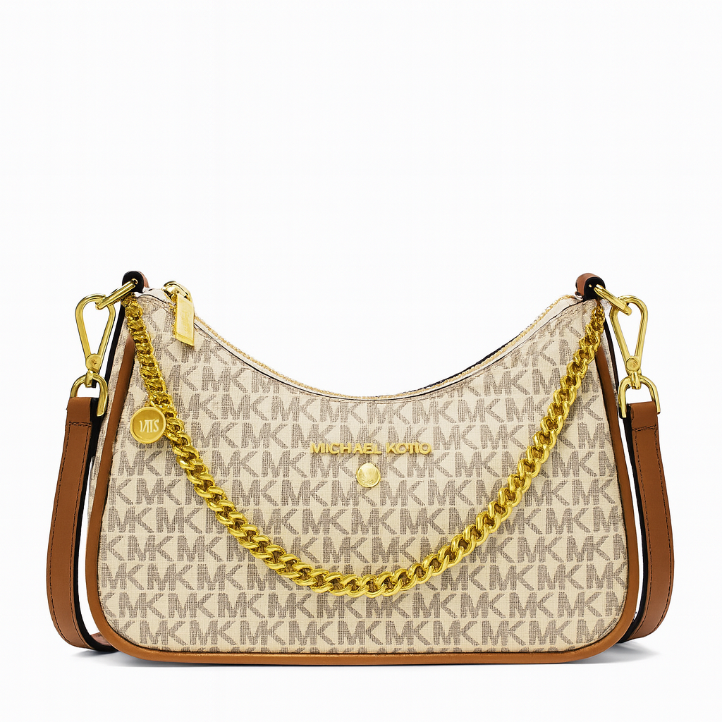 Image of Luxury Monogram Shoulder Bag with Gold Chain