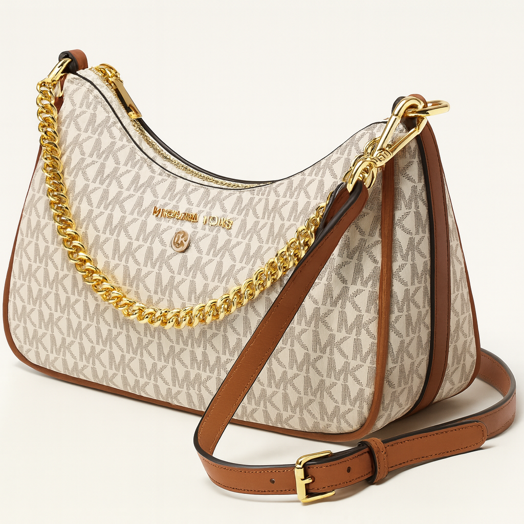 Image of Luxury Monogram Shoulder Bag with Gold Chain