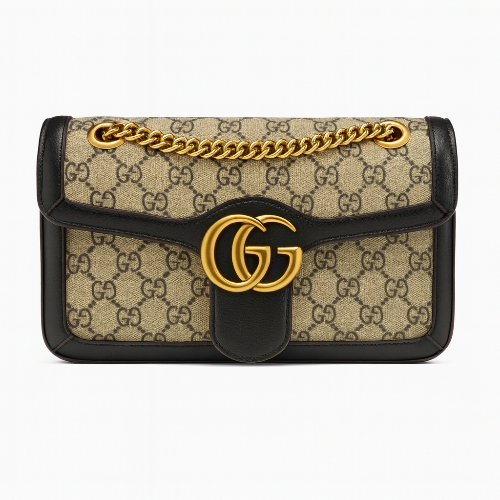 Image of Luxury Beige & Black Monogram Shoulder Bag